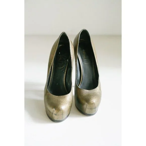 Yves Saint LAurent Paris Bronze Tribtoo Super High Hidden Platform Heels 40 - Picture 3 of 12
